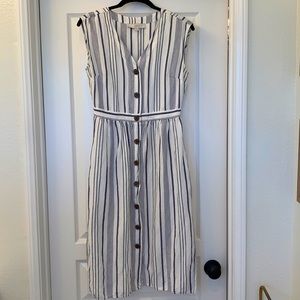 Linen striped midi dress from LOFT